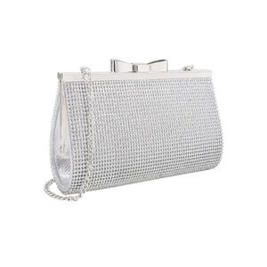 Silver Sparkly Rhinestone Crystal Evening Clutch Bag